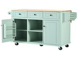 Kitchen Cart with Rubber wood Drop-Leaf Countertop ,Cabinet door internal storage racks,Kitchen 88352864
