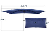 10 x 6.5 FT Square Patio Umbrella, Tilting Outdoor Sun Umbrella with 6 Iron Ribs and Iron Central 55618555