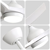 52 Inch Modern White Ceiling Fan with 18W LED Light and Remote Control 3 ABS Blades Noiseless W934P285766