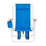 ZUN Portable High Strength Beach Chair with Adjustable Headrest Blue 99460325