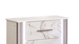 Desire Nightstand Marble-Inspired Drawer Fronts, LED Side Lighting, and Metallic Trim for G150109090