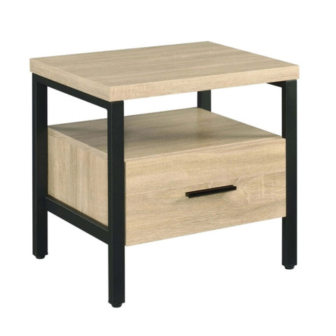 ZUN Oak and Black 1-drawer Accent Table B062P186480