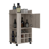 Fargo Bar Cart with Cabinet, 6 Built-in Wine Rack and Casters B070P188865