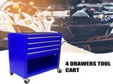 4 DRAWERS MULTIFUNCTIONAL TOOL CART WITH WHEELS-BLUE W110280933