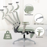 ZUN High Back Office Chair with 2d armrest and foot rest, tilt function max 128&deg;,green W1411118677
