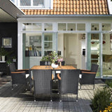 7 Piece Patio Dining Set, Outdoor Patio Conversation Set with Acacia Wood Table Top and Rattan 90467533