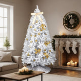 7.5 FT Artificial Christmas Tree with DIY 400 Warm White LED Lights, Hinged Xmas Pine Tree with Tree 78401324