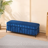 49.21" Wide Upholstered Velvet Storage Soft Bench Footstool Ottoman End of Bed with Metal Legs, Foot W3118P272644
