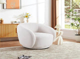 Swivel Accent Chair, Boucle Fabric Upholstered Barrel Chair, Single Sofa Single Armchair for Living W2664P407030