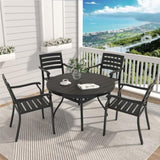 VRSHWO"Outdoor Round Patio Dining Table 4-6, All Weather Metal Dining Table with Umbrella Hole W213P332251