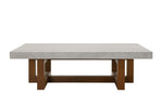 ZUN ACME Keven Coffee Table, Faux Concrete Top & Walnut Finish LV03015