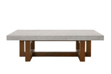 ZUN ACME Keven Coffee Table, Faux Concrete Top & Walnut Finish LV03015