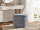 7.7 Gallon Round Storage Ottoman Foot Rest with Acacia Wood Frame, 400LBS Load Capacity Footstool 46931737