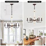 Retro white and Rust Color Chandelier With Light Fixture 6 Light Pendant Light W1592P233588