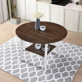 ZUN 45.7inch Round Dining Table With Shelf Height 30 inch Modern Farmhouse Retro Design W2537P211104