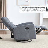 Manual Recliner Chair with Rocker and Swivel in Fabric for Living Room, Grey 73990766