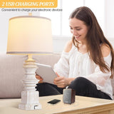 Table Lamps for Nightstand Set of 2, Bedside Lamp with Dual USB Charging Ports, Farmhouse Decor W3355P323259