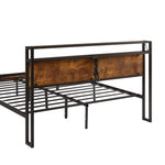 ZUN King Size Metal Platform Bed Frame with Wooden Headboard and Footboard with USB LINER, LED Lights W311134464