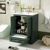 24'' Bathroom Vanity with Ceramic Sink Combo, Modern Freestanding Storage Cabinet with Silver N710P194893F
