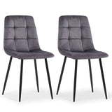 Grey Velvet Dining Chairs Set Of 2,Dining Room Side Seating, Kitchen Chairs with Metal Legs for W1164P307941