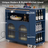 K&K Rolling Kitchen Island With Extended Table, Kitchen Island on Wheels with LED Lights,Power WF316018AAN