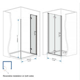 32 "x 72" Bifold Shower Door, 1/4" Tempered Glass, Matte Black Aluminum Frame, Explosion Proof W1675P307147