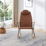 ZUN Adjustable Headrest Pillow Rocking Chair, Technical Leather Upholstered Glider Rocker with High W1669P220403