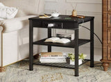 15.7" Small Side Table with Charging Station, End Table with Outlets & USB Ports, 3-Tier Adjustable 32069065