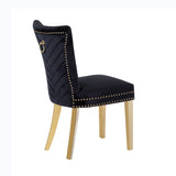 Eva 2 Piece Gold Legs Dining Chairs Finished with Velvet Fabric in Black B00960896