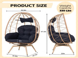 Oversized 360&deg Swivel Rattan Egg Chair Wicker Indoor Outdoor Patio Lounge Chair with Removable T5880P501003