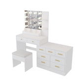 Large Makeup Vanity with Lights, Vanity Table with Charging Station, Vanity Desk with Mirror and 10 16914916