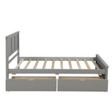 ZUN Platform Storage Bed, 2 drawers with wheels, Twin Size Frame, Gray 73106835