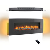 48 inch Curved Front Wall Mounted Electric Fireplace with remote and multi color flame & emberbed W1769P199008