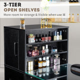 Black relief particle board tempered glass 141*50*112cm three doors and two drawers fanless nail 18175972