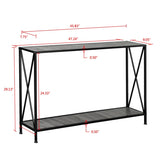Grey MDF Countertop Black Wrought Iron Base 2 Layers Forked Console Table 58530923