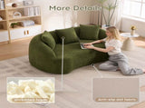 LY-049S Curved Modern Boneless Sofa Loveseat, Backrest Upgrade, 2-Seater Green Chenille Compression W2231P402441