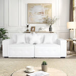 ZUN White, Velvet cloth Modern Indoor Sofa With Three Pillows, 93.50"*35.23"*30.70" 24363822