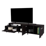 Wengue Entertainment Center with Open Storage and 2-Side Cabinets B062P290250