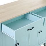 ZUN Kitchen Island Cart with 4 Door Cabinet and Two Drawers and 2 Locking Wheels - Solid Wood Top, 78818637