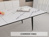 47" expandable to 63" inch MDF square white marble patterned dining table, modern industrial kitchen W2189P174790