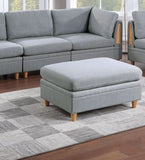 Living Room Furniture Ottoman Light Grey Dorris Fabric 1pc Cushion ottomans Wooden Legs B01147399