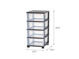 4-Drawer Narrow Plastic Storage Drawer Cart, Black 13046736