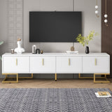 ON-TREND Modern TV Stand Metal Legs and Gold Handles for TVs Up to 80'', Media Console Table WF325614AAK