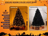 6 FT Pre-lit Artificial Christmas Tree, Hinged Xmas Pine Tree with 900 Branch Tips, 250 Lights and 36432400