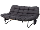 1339487cm 2-Seater Curved Wicker Loveseat with Magazine Pockets & Grey Cushion 76917434