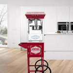 ZUN Popcorn Machine with Cart, 10 Oz Kettle Makes Up to 40 Cups Per Batch, 800 W Popcorn Maker w/2 T3173P266355