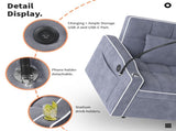Corduroy Pull-Out Sleeper Chair With Pillow, Brushed Stainless Steel Cup Holder, Phone Stand & Usb 63924354