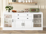 U-Style 58.3" Modern Buffet Sideboard with 4 Doors & 2 Drawers, Adjustable Shelves, Power Outlet, N711P437648K
