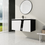 ZUN 40'' Floating Wall-Mounted Bathroom Vanity with Ceramics Sink & Soft-Close Cabinet Door 73655533