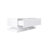 ZUN High Glossy Coffee Table with 2 Drawers have RGB Led Light with Buletooth Control 64560580